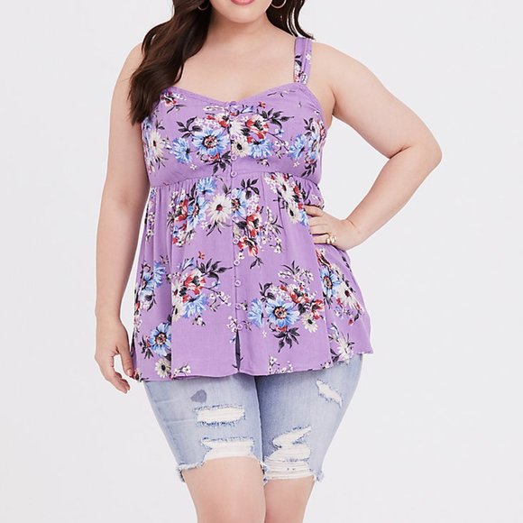 TORRID CREPE BABYDOLL TANK - Picture 2 of 4